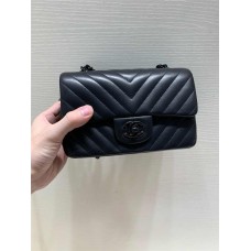 Chanel Classic Flap bag CF 20cm mini black chevron lamskin bhw  2025 new 