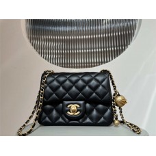 Chanel Classic Flap bag CF 18cm mini flap bag gold ball black lamskin  13x18x7cm  2025 new 