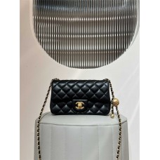 Chanel Classic Flap bag CF 20cm mini gold ball black lamskin  12x20x6cm  2025 new 