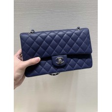 Chanel Classic Flap bag CF 25cm medium navy small caviar leather she   2025 new 
