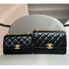Chanel Classic Flap bag CF 24C New Double Gold Beads, Top-Grade Original Calfskin, 2 Sizes: Large 14x21x8cm, Small 12x19x8cm 2025 new 