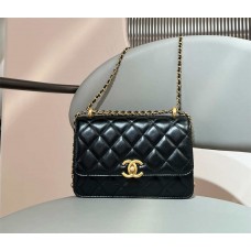 Chanel Classic Flap bag CF  flap bag 21cm black leather  14x21x8cm 2025 new 
