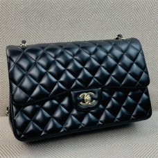 Chanel Classic Flap bag CF  jumbo black lamskin lghw  Black Lambskin with Light Gold Hardware 2025 new 
