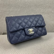 Chanel Classic Flap bag CF 20cm mini cf navy small caviar lghw  Royal Blue with Small Bead Detail and Light Gold Hardware 2025 new 