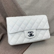 Chanel Classic Flap bag CF  20cm mini cf pearl white small caviar shw  Quilted Pearl White with Small Bead Detail and Silver Hardware 2025 new 