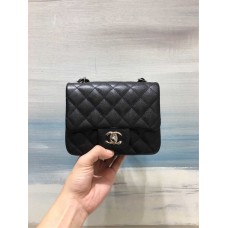 Chanel Classic Flap bag CF 17cm cf small caviar leather shw  Original Grain Caviar Leather, Square Chunky 17cm Black with Silver Hardware 2025 new 