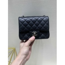 Chanel Classic Flap bag CF 17cf mini black caviar shw  Original Caviar Leather, Square Chunky 17cm Caviar, Black with Silver Hardware 2025 new 