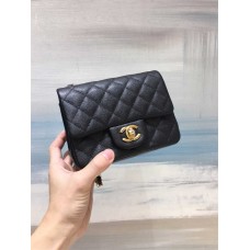 Chanel Classic Flap bag CF  17cm mini black small caviar leather lghw  Original Grain Caviar Leather, Black with Light Gold Hardware 2025 new 