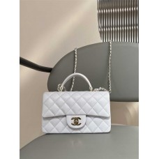 Chanel Classic Flap bag CF mini handle cf white lamskin lghw   White with Light Gold Hardware Original Water-Dyed Lambskin 2025 new 