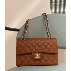 Chanel Classic Flap bag CF  23cm medium new camel small caviar lghw  Latest Caramel with Light Gold Hardware, Original Caviar Leather 2025 new 