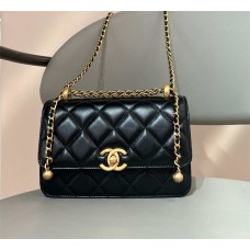 Chanel Classic Flap bag CF 24c flap bag 19cm black leather.    12x19x8cm  2025 new 