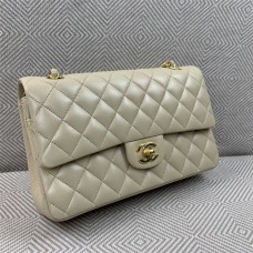 Chanel Classic Flap bag CF 25cm medium beige lamskin ghw  1112A Beige Apricot Lambskin with Gold Hardware 2025 new 