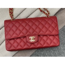 Chanel Classic Flap bag CF 25cm medium cf red caviar leather gold  1112 25cm Classic Flap, Bright Red Caviar Leather with Gold Hardware 2025 new 