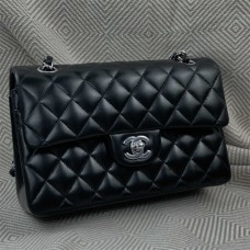 Chanel Classic Flap bag CF 1113A Black Lambskin with Silver Hardware, 23cm Classic Flap 2025 new 