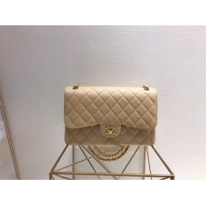 Chanel Classic Flap bag CF Jumbo 30cm Original Caviar Leather, Beige Apricot with Gold and Silver Hardware 2025 new 