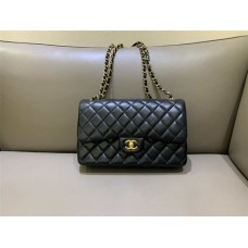 Chanel Classic Flap bag CF Jumbo 30cm Water-Dyed Lambskin, Black with Gold Hardware 2025 new 