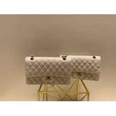 Chanel Classic Flap bag CF Original Grain Caviar Leather, CF 25.5cm White with Silver Hardware 2025 new 