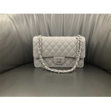 Chanel Classic Flap bag CF Original Water-Dyed Lambskin, CF 25.5cm Grey with Silver Hardware 2025 new 