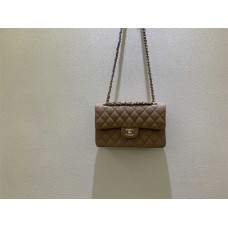 Chanel Classic Flap bag CF Small 23cm Original Grain Caviar Leather, Milk Tea with Light Gold Hardware 2025 new 