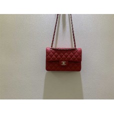 Chanel Classic Flap bag CF Small 23cm Original Grain Caviar Leather, Red with Light Gold and Silver Hardware 2025 new 