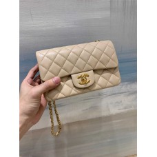 Chanel Classic Flap bag CF 20cm Classic, Beige Apricot with Gold Hardware, Original Water-Dyed Lambskin 2025 new 