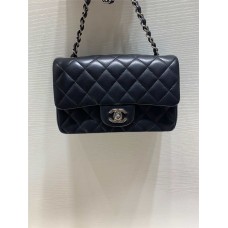 Chanel Classic Flap bag CF Original Water-Dyed Lambskin, 20cm Black with Silver Hardware 2025 new 