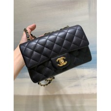 Chanel Classic Flap bag CF Original Grain Caviar Leather, Mini 20cm Black with Light Gold Hardware 2025 new 
