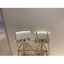 Chanel Classic Flap bag CF Original Grain Caviar Leather, Square Chunky 17cm Pearl White with Light Gold Hardware 2025 new 