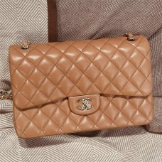 Chanel Classic Flap bag CF jumbo camel lamskin lghw Milk Tea Lambskin with Light Gold Hardware 2025 new 