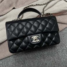 Chanel Classic Flap bag CF 2431 Black Lambskin with Light Gold Hardware, Top Handle 20cm Classic Flap 2025 new 