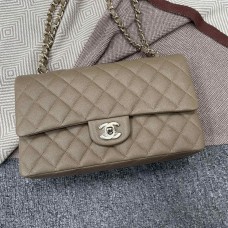 Chanel Classic Flap bag CF 1112A 25cm Classic Flap, Gray Apricot with Small Bead Detail and Light Gold Hardware 2025 new 