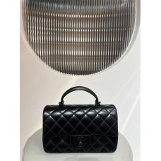 Chanel Classic Flap bag CF Original Water-Dyed Lambskin, Mini Top Handle, So Black 2025 new 
