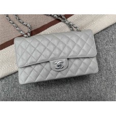 Chanel Classic Flap bag CF 1112 25cm Classic Flap, Grey with Bead Detail and Silver Hardware 2025 new 