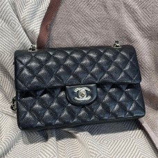 Chanel Classic Flap bag CF small cf 23cm black little-caviar leather light gold 1113A 23cm Black with Small Bead Detail and Light Gold Hardware 2025 new 