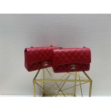 Chanel Classic Flap bag CF Original Leather, Mini 20cm Original Grain Caviar Leather, Red with Silver Hardware 2025 new 
