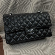 Chanel Classic Flap bag CF 1112 25cm Classic Flap, Black with Bead Detail and Silver Hardware 2025 new 
