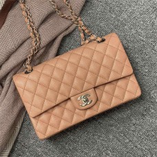 Chanel Classic Flap bag CF medium cf 25cm mike brown little-caviar leather light gold 2025 new 