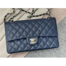 Chanel Classic Flap bag CF 25cm medium cf navy little-caviar leather lghw 1112 25cm Classic Flap, Royal Blue with Small Bead Detail and Light Gold Hardware 2025 new 