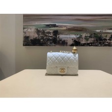 Chanel Classic Flap bag CF Gold Beads, Square Chunky in White 2025 new 