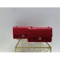 Chanel Classic Flap bag CF 25.5cm Red with Light Gold Hardware 2025 new 