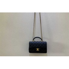 Chanel Classic Flap bag CF Mini Top Handle Bag, Original Sesame Grain Black 13x20x9cm 2025 new 