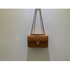 Chanel Classic Flap bag CF Small 23cm Original Grain Caviar Leather, New Color Caramel with Light Gold Hardware 2025 new 