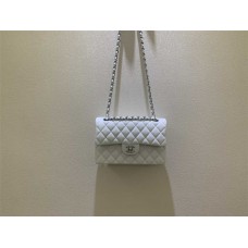 Chanel Classic Flap bag CF Small 23cm Original Grain Caviar Leather, Pearl White with Silver Hardware 2025 new 