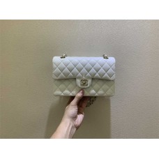 Chanel Classic Flap bag CF Small 23cm Original Grain Caviar Leather, Pearl White with Light Gold Hardware 2025 new 