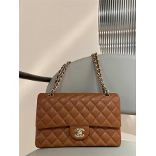 Chanel Classic Flap bag CF Classic Flap Medium 25.5cm, Latest Caramel with Light Gold Hardware, Original Caviar Leather 2025 new 