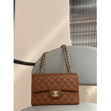 Chanel Classic Flap bag CF Small 23cm, Latest Caramel with Light Gold Hardware, Original Caviar Leather 2025 new 