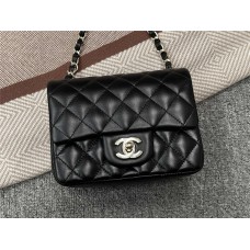 Chanel Classic Flap bag CF 17cm Classic Flap, Black Lambskin with Light Gold Hardware 2025 new 