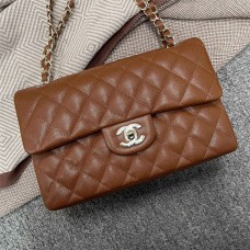 Chanel Classic Flap bag CF 1113A 23cm Classic Flap, Caramel with Small Bead Detail and Light Gold Hardware 2025 new 