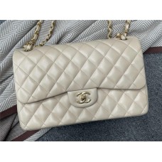 Chanel Classic Flap bag CF  jumbo 30cm cf  beige lamskin leather gold 30cm Classic Flap, Beige Apricot Lambskin with Gold Hardware 2025 new 