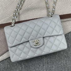 Chanel Classic Flap bag CF 1113A 23cm Classic Flap, Elephant Grey with Small Bead Texture and Light Gold Hardware 2025 new 